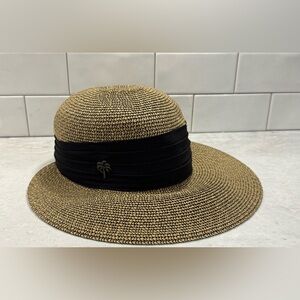 NWT Sun 'N' Sand UPF 50+ Straw Sun Hat - Packable w/ Palm Tree Pin & Bag